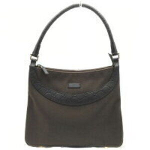 GUCCI Guccissima One Shoulder Hobo Bag Handbag Shoulder Brown Leather Canvas